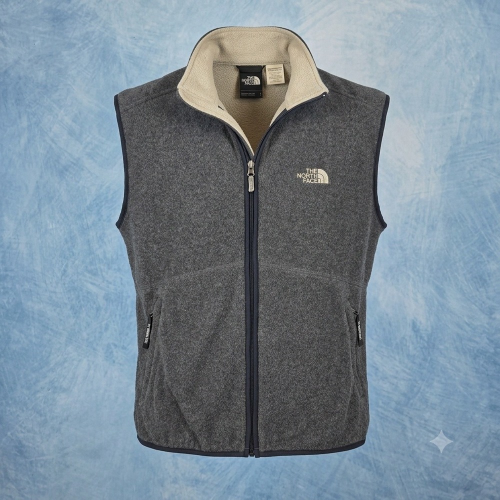 The North Face Mens XL Fleece Vest Gray Full Zip Made in USA RN61661 Outdoor